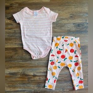 Hanna Andersson Baby Bodysuit & Pant Set Pink Citrus 18-24M